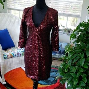 💥Red Sequin Cocktail Dress by Express - Size 6